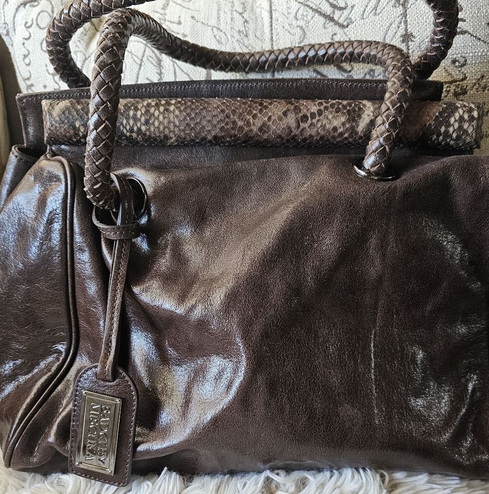 Badgley Mischka Brown Leather Handbag